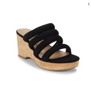 Sam Edelman Yuki Suede Espadrille Wedge Sandals Black Size 7.5M